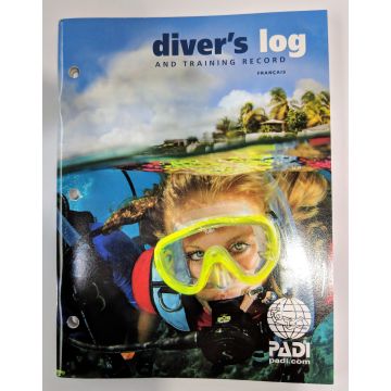 Carnet bleu PADI avec registre de formation (logbook)