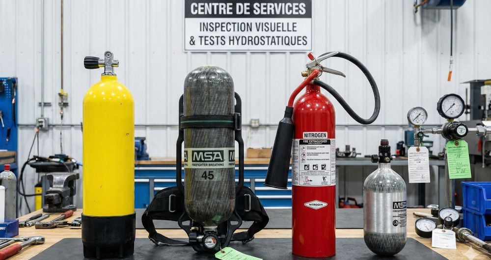 Cylindres de plong&eacute;e, pompier et extincteur